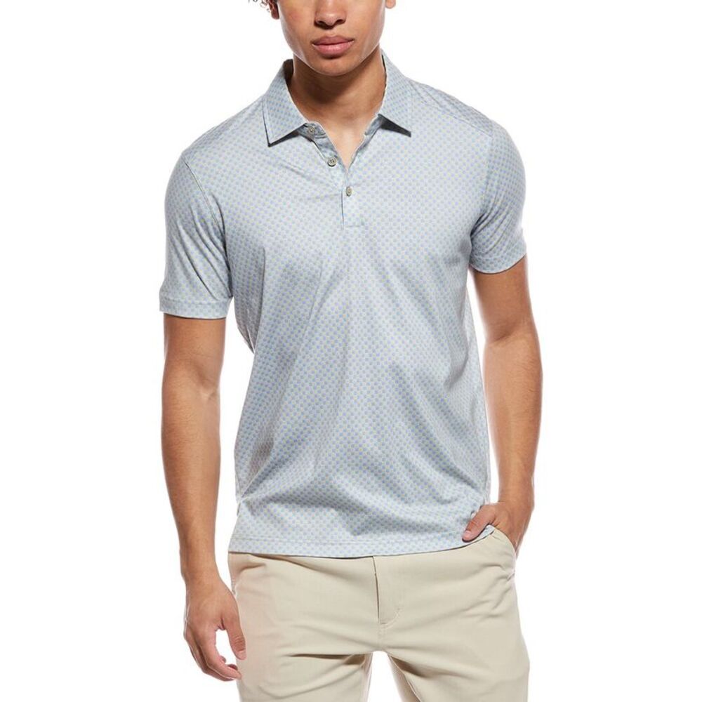 Raffi Mens  Mini Geo Print Polo Shirt, Gray